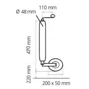 Roue jockey 48 mm roulette diam 200 mm