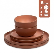 Lot vaisselle Malm� 6 pi�ces terracotta t�te-�-t�te