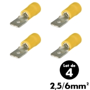 Cosses plates males 6,3 mm - 2,5 � 6 mm2 - Lot de 4