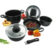 Popote alu anthracite 19cm 6+1 pices