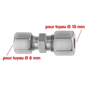 Raccord gaz droit BICONE 8mm et 10mm