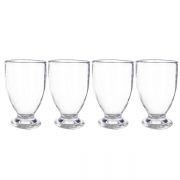 Lot de 4 verres acryliques 17cl embase blanche