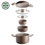 Popote alu ceramic Chocolate 20cm 7+1 pices