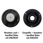 Coupelle courte avec bouchon � cl� noire
