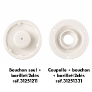 Coupelle courte avec bouchon � cl� blanche