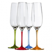 4 verres  champagne multicolore 20cl