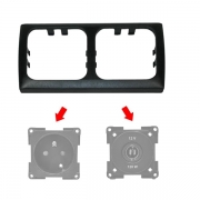 Cadre cache-vis double pour prise noire