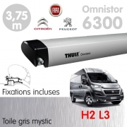 Pack Store Thule 6300 3m75 Gris anodis embouts noirs + fixations Ducato aprs 2007 H2L3