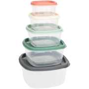 Set de 5 botes de conservation transparentes avec couvercles