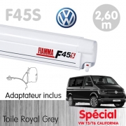 Store Fiamma F45S Blanc 2m60 Royal Grey + adaptateurs VW T5/T6 California