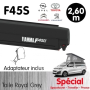 Store Fiamma F45S Noir 2m60 Royal Grey pour CITROEN, PEUGEOT, OPEL et TOYOTA