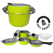 Popote alu GREEN ALIME 20 cm 6+1 pices