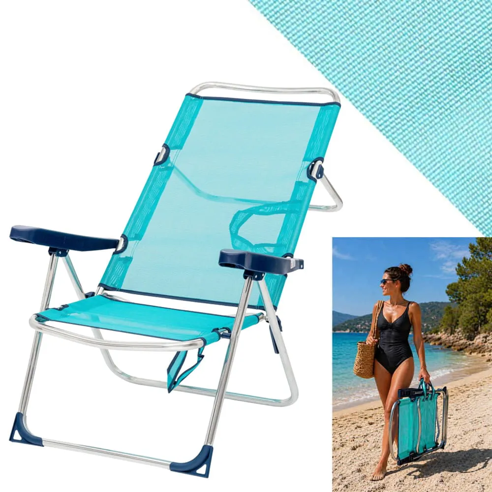 Fauteuil de plage alu confort turquoise TRIGANO