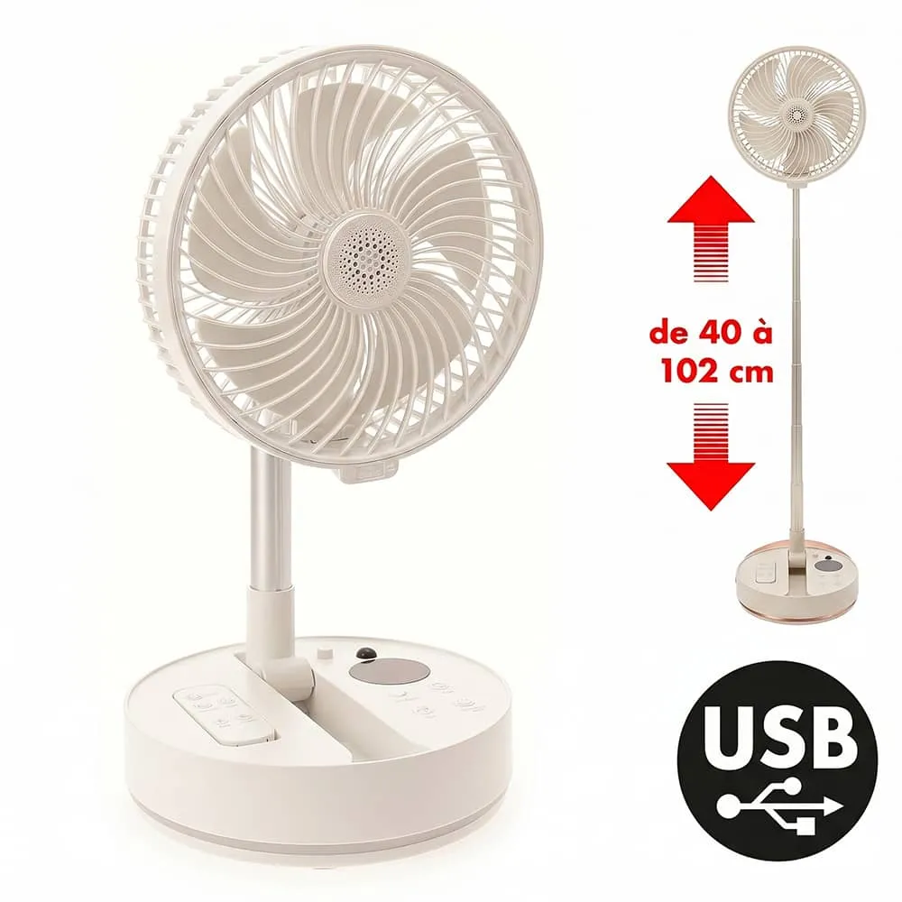 Ventilateur portable extensible rechargeable USB INCASA