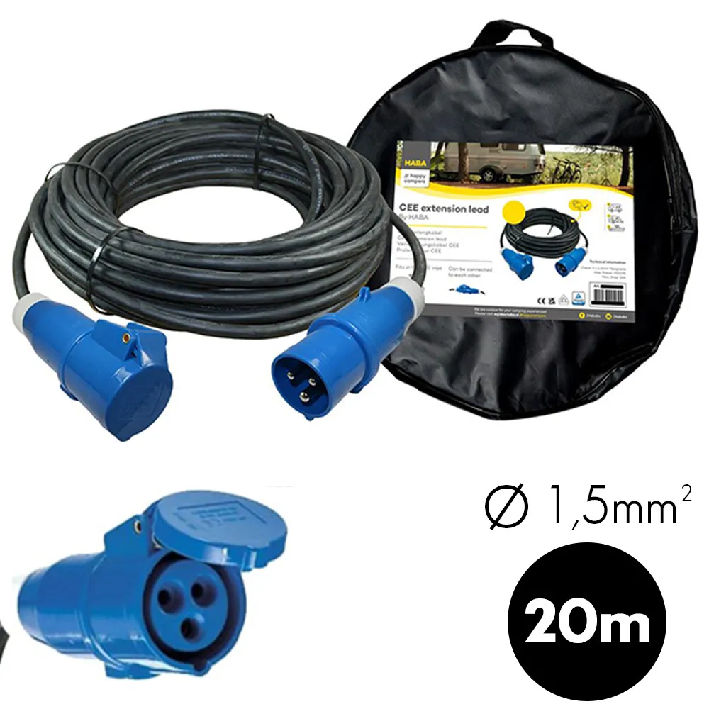 Prolongateur P17 220V 20 m 1,5mm Male et Femelle