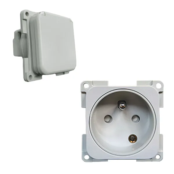 Prise 220V grise avec scurit enfant