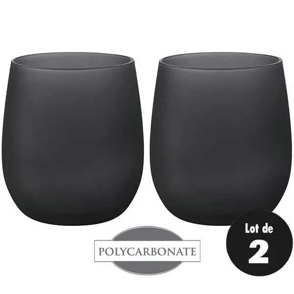 Lot de 2 verres  eau Satin noir Polycarbonate 35 cl