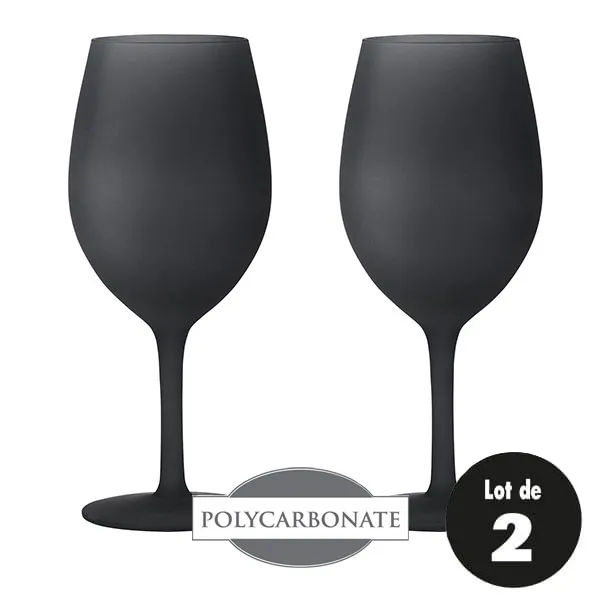 Lot de 2 verres  vin Satin noir Polycarbonate 60 cl