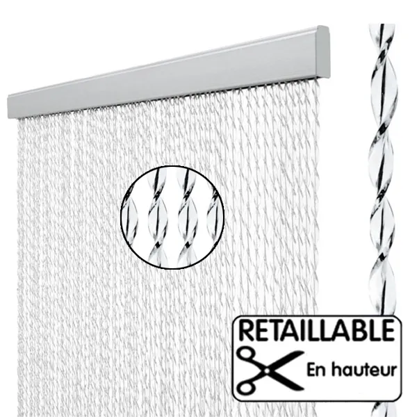 Rideau de porte PVC 60 x 190 cm Noir