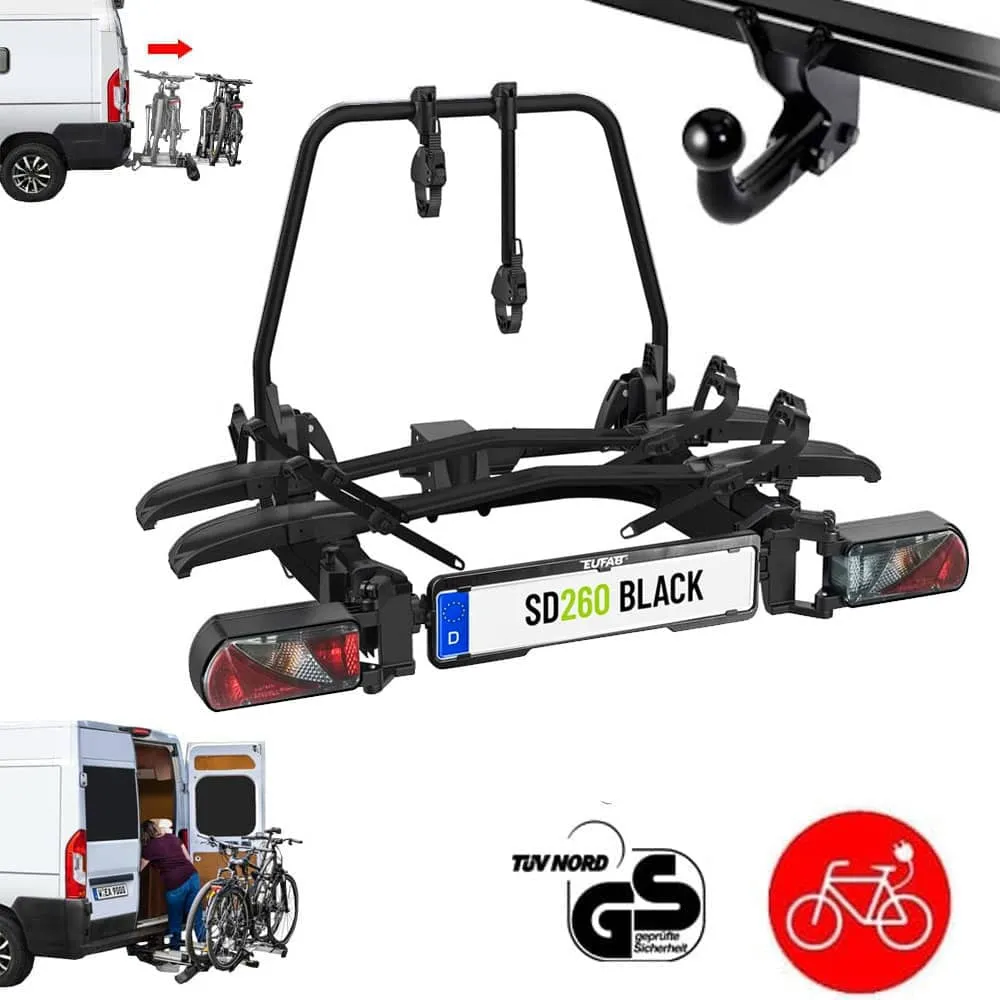 Porte-v�los coulissant sur attelage EUFAB SD260 noir