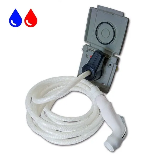 Douche extrieure chaud-froid socle gris
