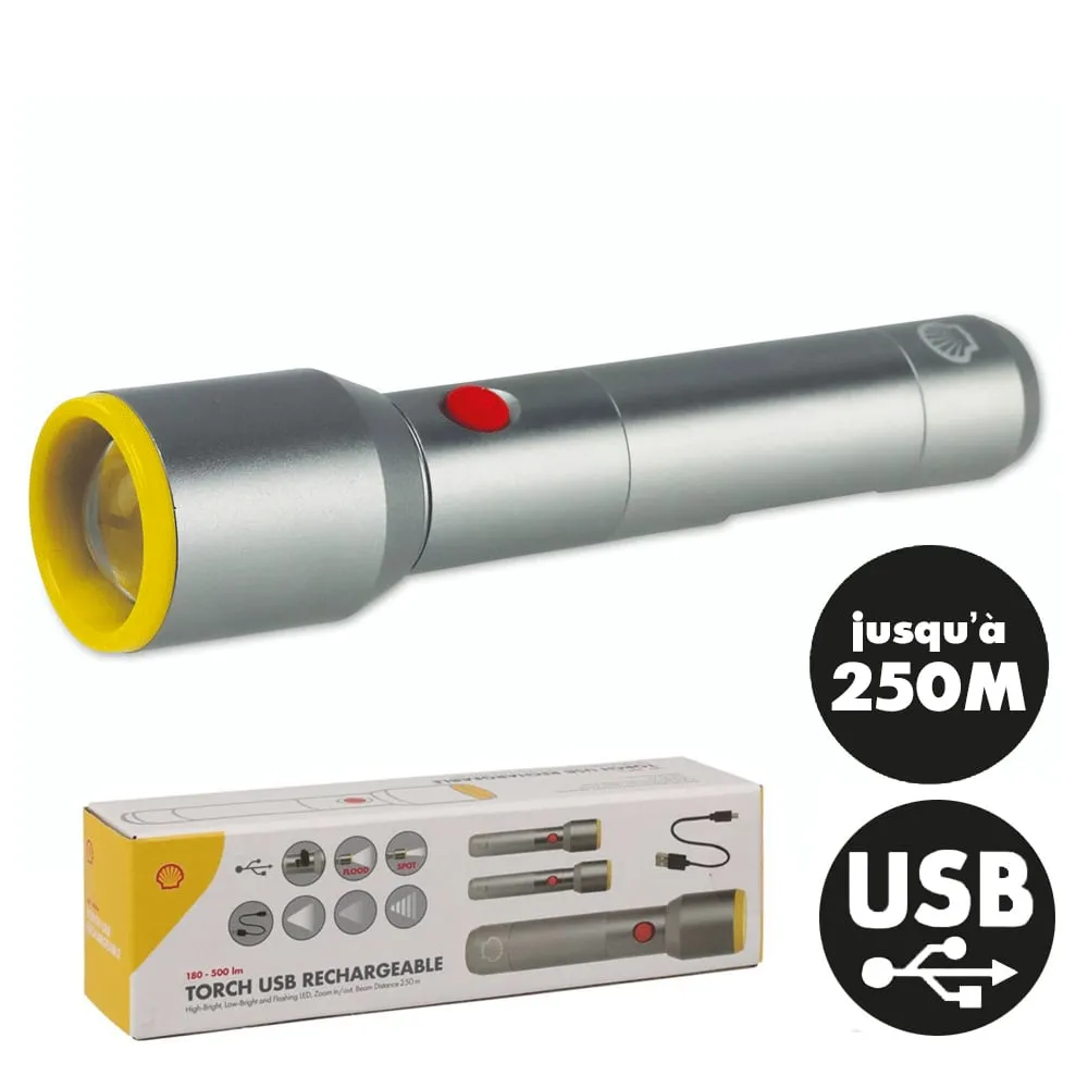 Lampe de poche 500 lumens USB rechargeable SHELL