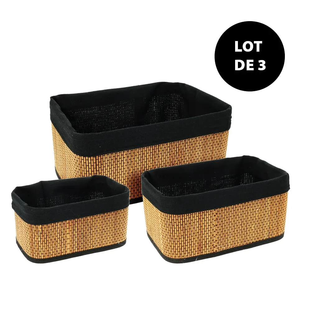 Lot de 3 paniers en bambou avec housses d�tachables