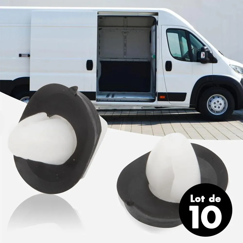 Clips fixation garniture plastique avec joint - Lot de 10