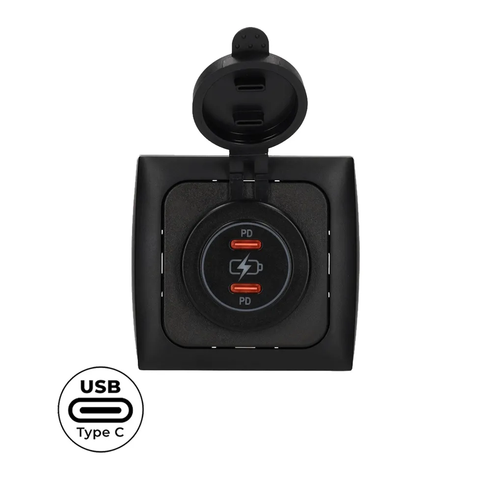 Prise double USB-C 12V/24V Opal Power Line noire HABA