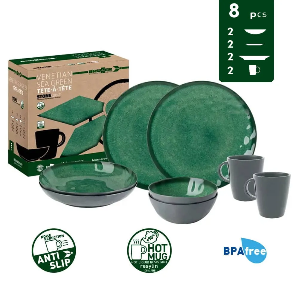 Lot de vaisselle Brunner 8 pi�ces Sea Green m�lamine T�te-�-T�te