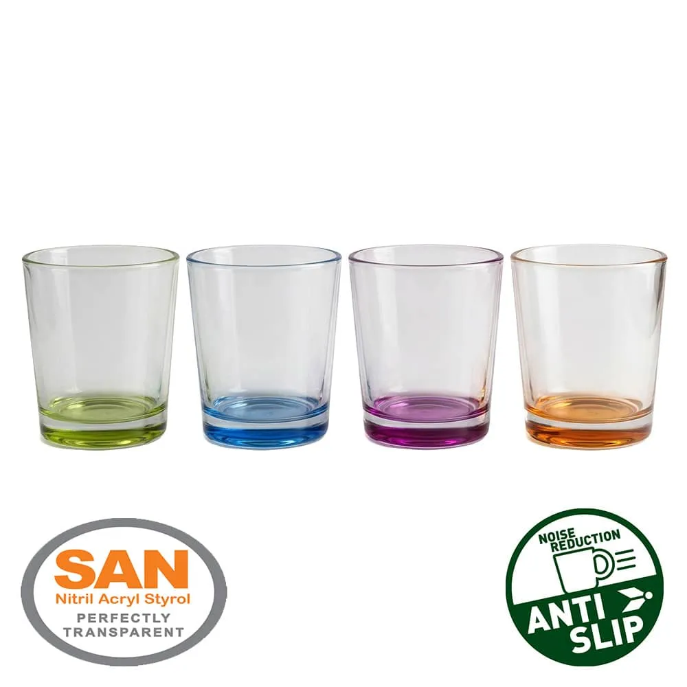 Lot de 4 verres mutlicolores incassables BRUNNER 30 cl empilables