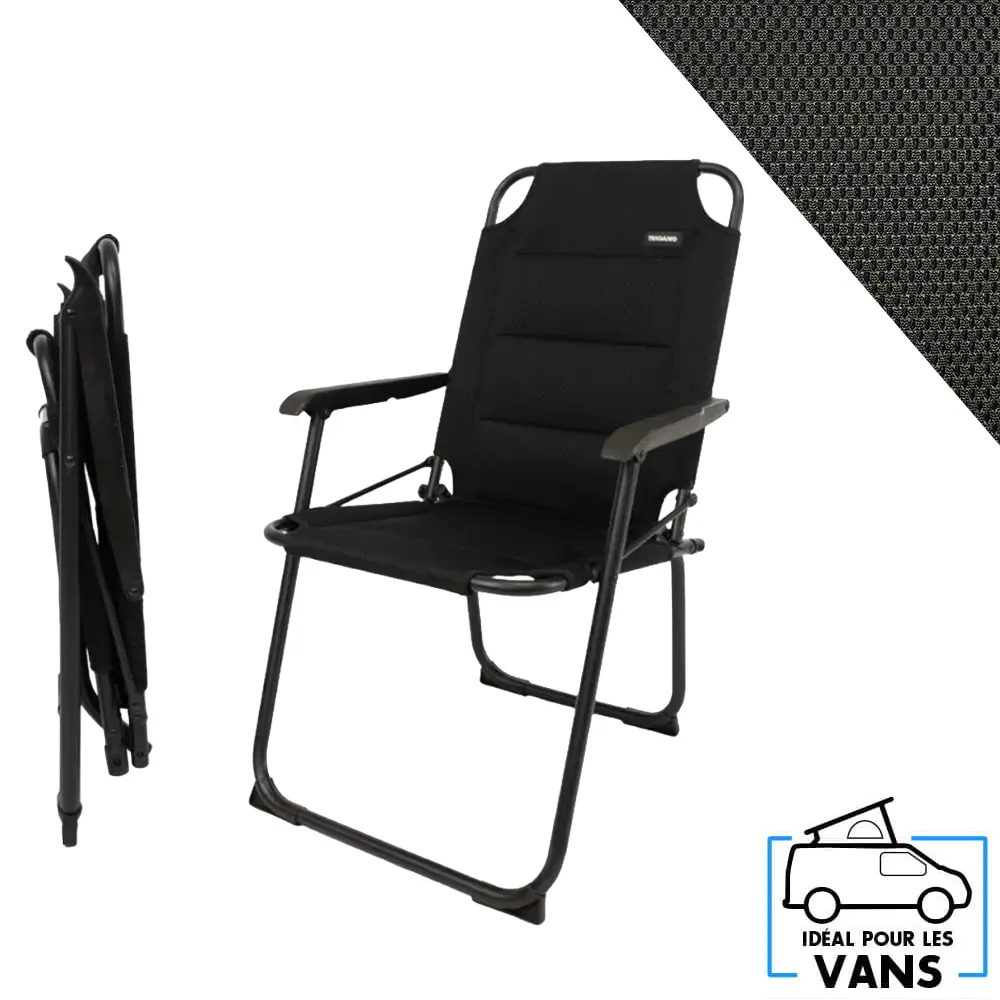 Fauteuil de camping pliant TRIGANO VAN noir compact