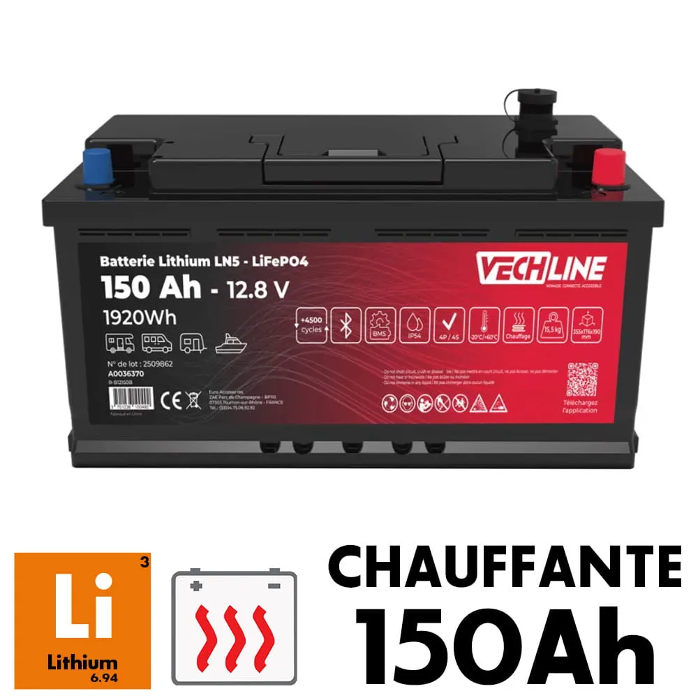 Batterie Lithium LN5 12V 150 Ah avec chauffage VECHLINE 