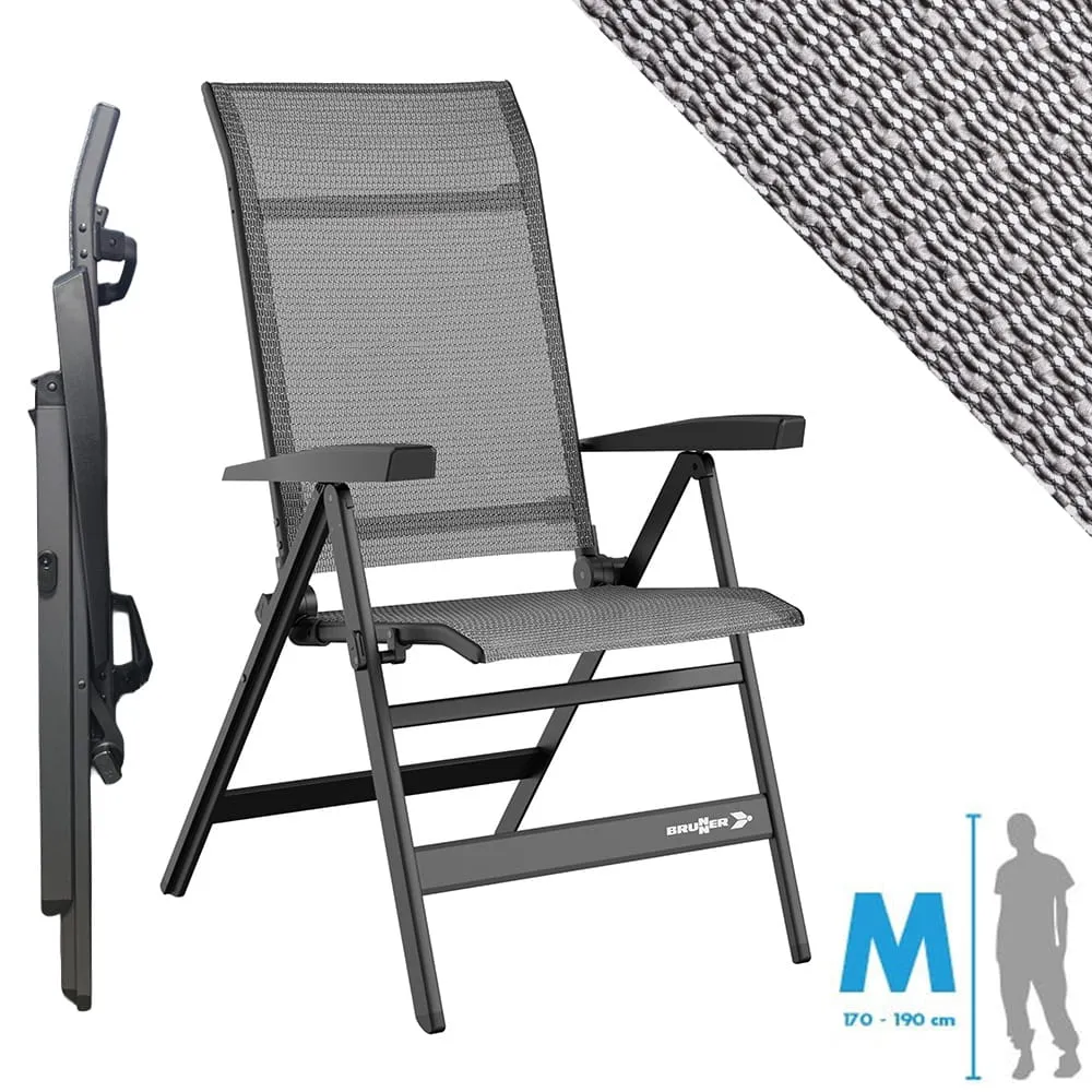 Fauteuil matelass� alu Travelounger Air M Poivre & Sel BRUNNER