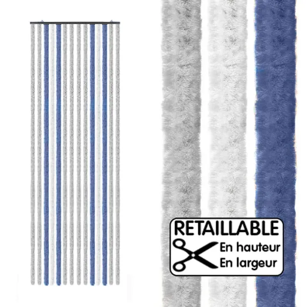 Rideau de porte chenille 56 x 205 cm Gris-Bleu