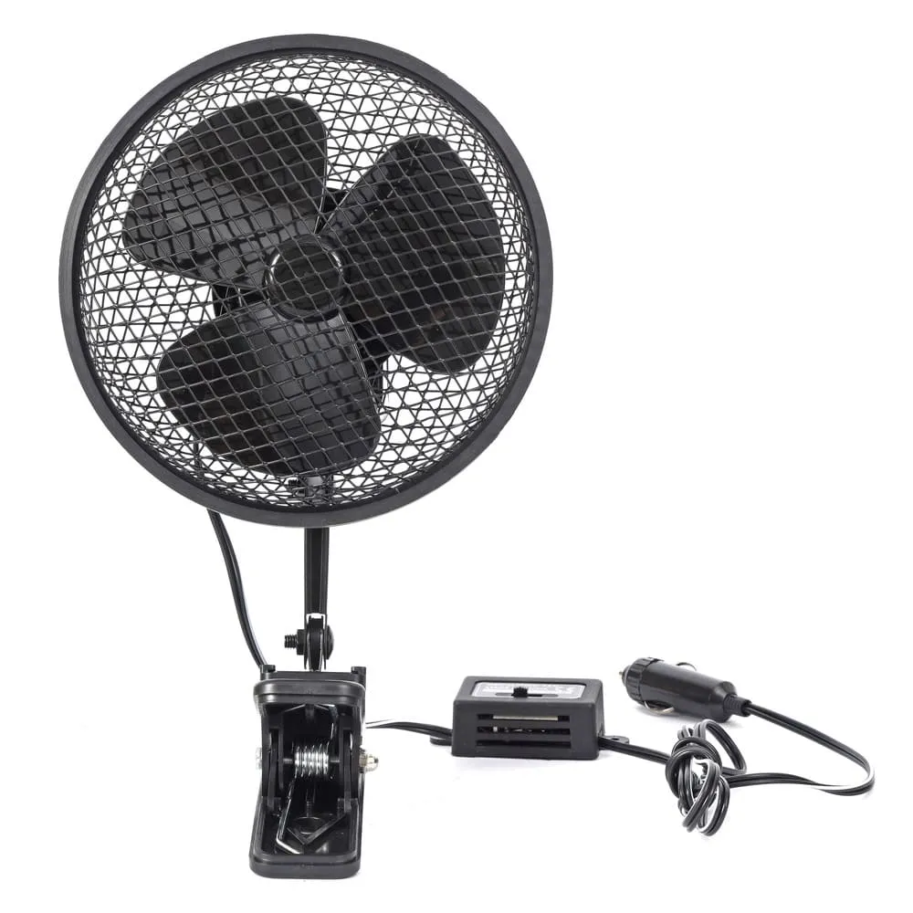 Ventilateur 12V oscillant Noir