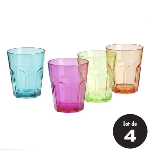 Lot de 4 verres 34 cl SODA multicolore