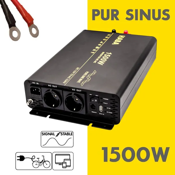 Convertisseur 12V 1500W Pur Sinus HABA