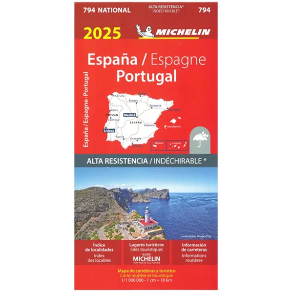 Carte Michelin ESPAGNE PORTUGAL indchirable 2025