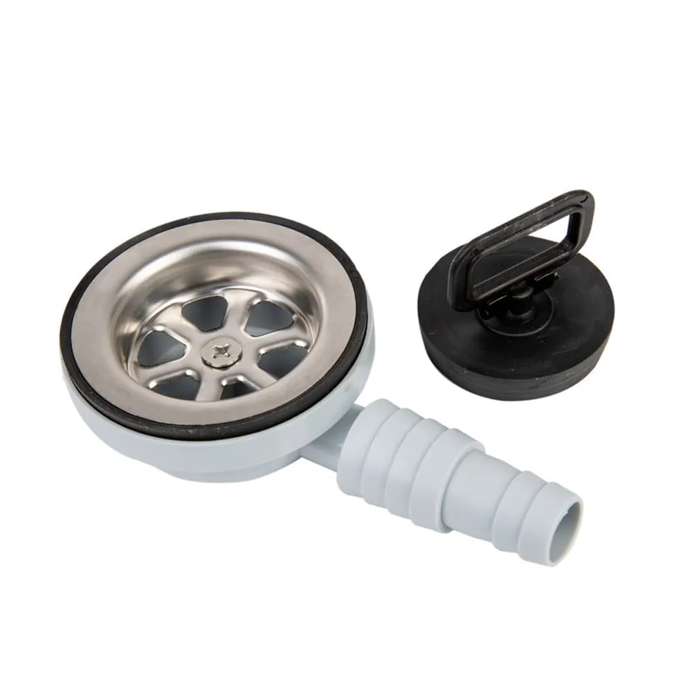 Bonde d'�vier INOX coud�e per�age 55 mm tuyau 20 � 25 mm