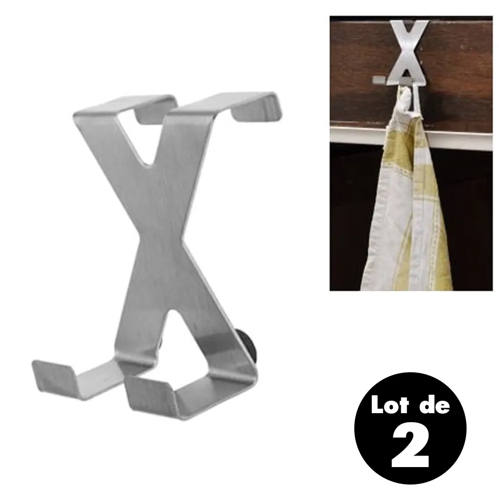 Crochet dessus de porte en X lot de 2