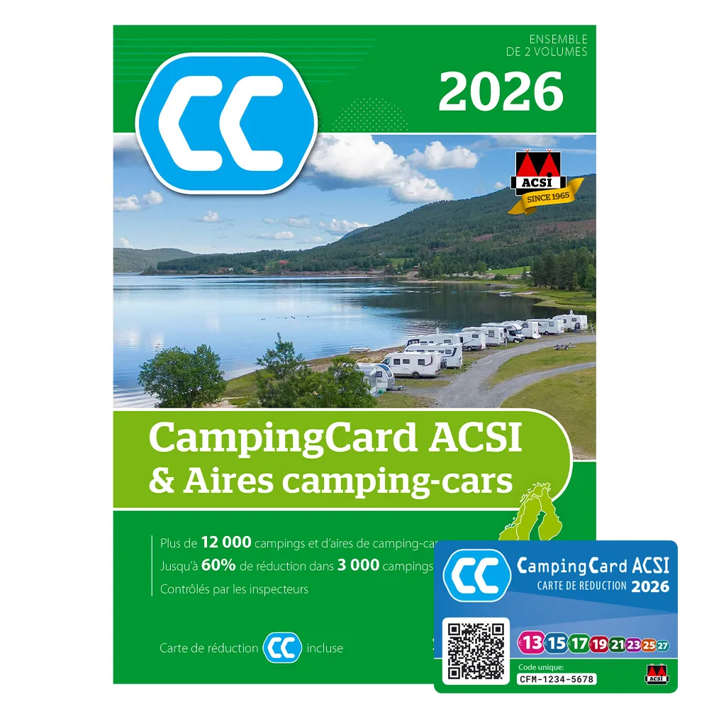 Guide ACSI 2026 Aires de services + Campingcard