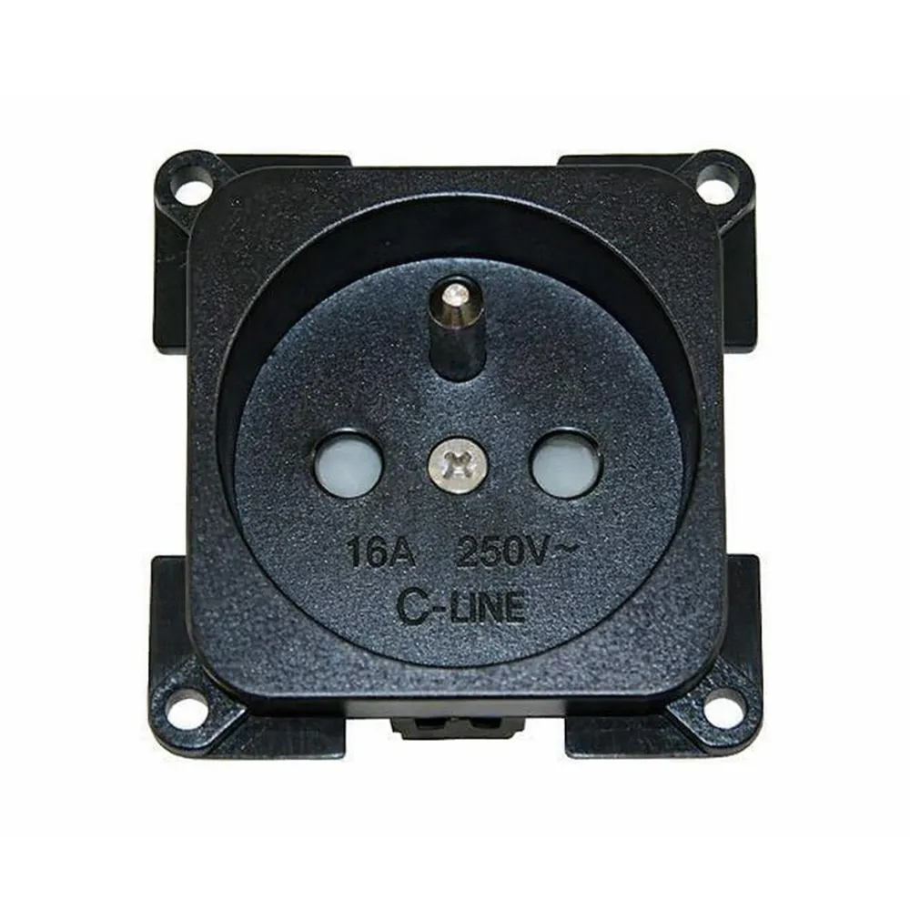 Prise 230V C-Line noire 16A encastrable