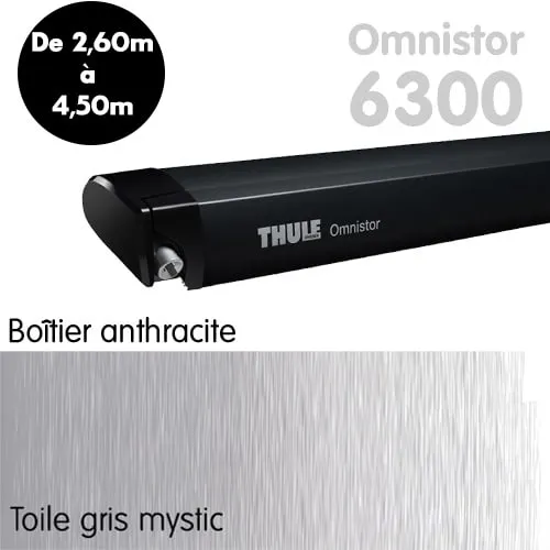 Store THULE Omnistor 6300 Anthracite de 2m60  4m50 Toile Gris mystic