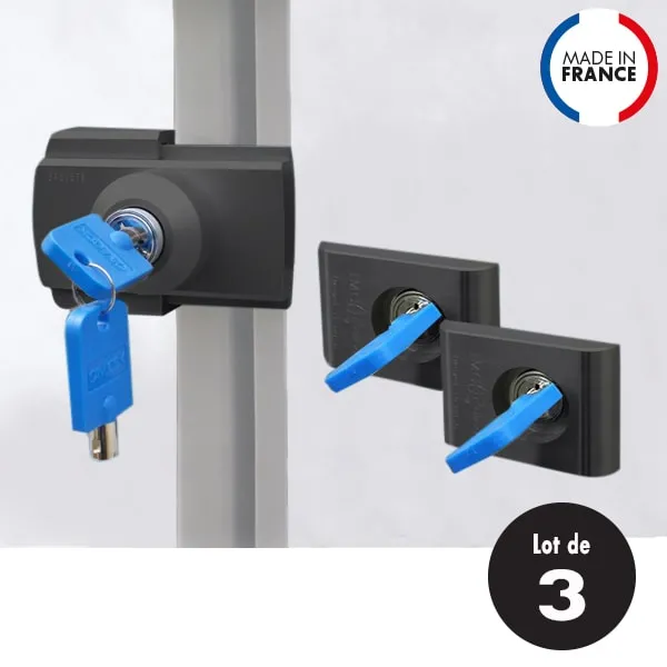 Lot de 3 Verrous IMC Porte cellule et coffres int�gr�s noirs