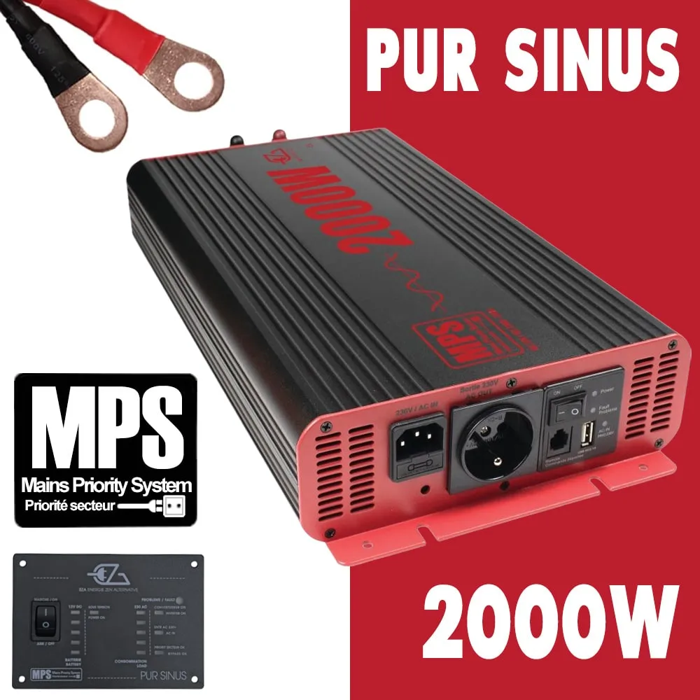 Convertisseur Pur Sinus 2000W EZA avec commande dporte